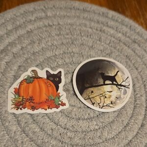 Halloween Cat and Pumpkin Stickers
